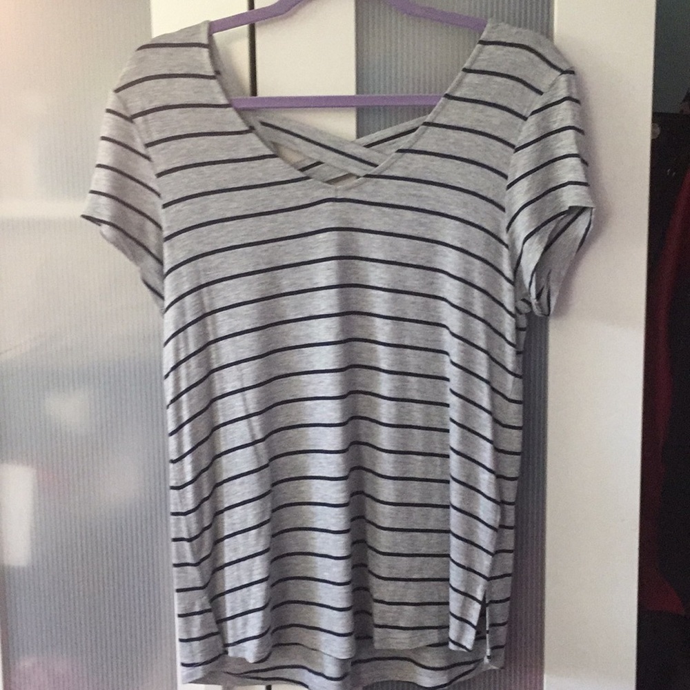 Grey top with cross cross back